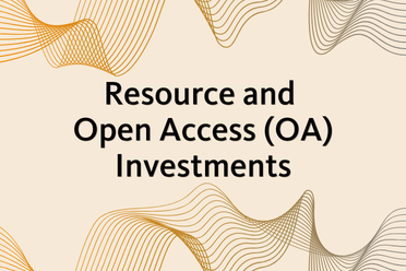 Resource and Open Access (OA) Investments on tan background with decorative waves at top and bottom