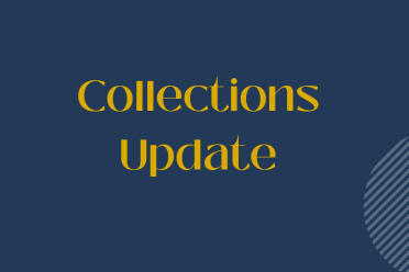 Collections Update in gold text on navy blue background