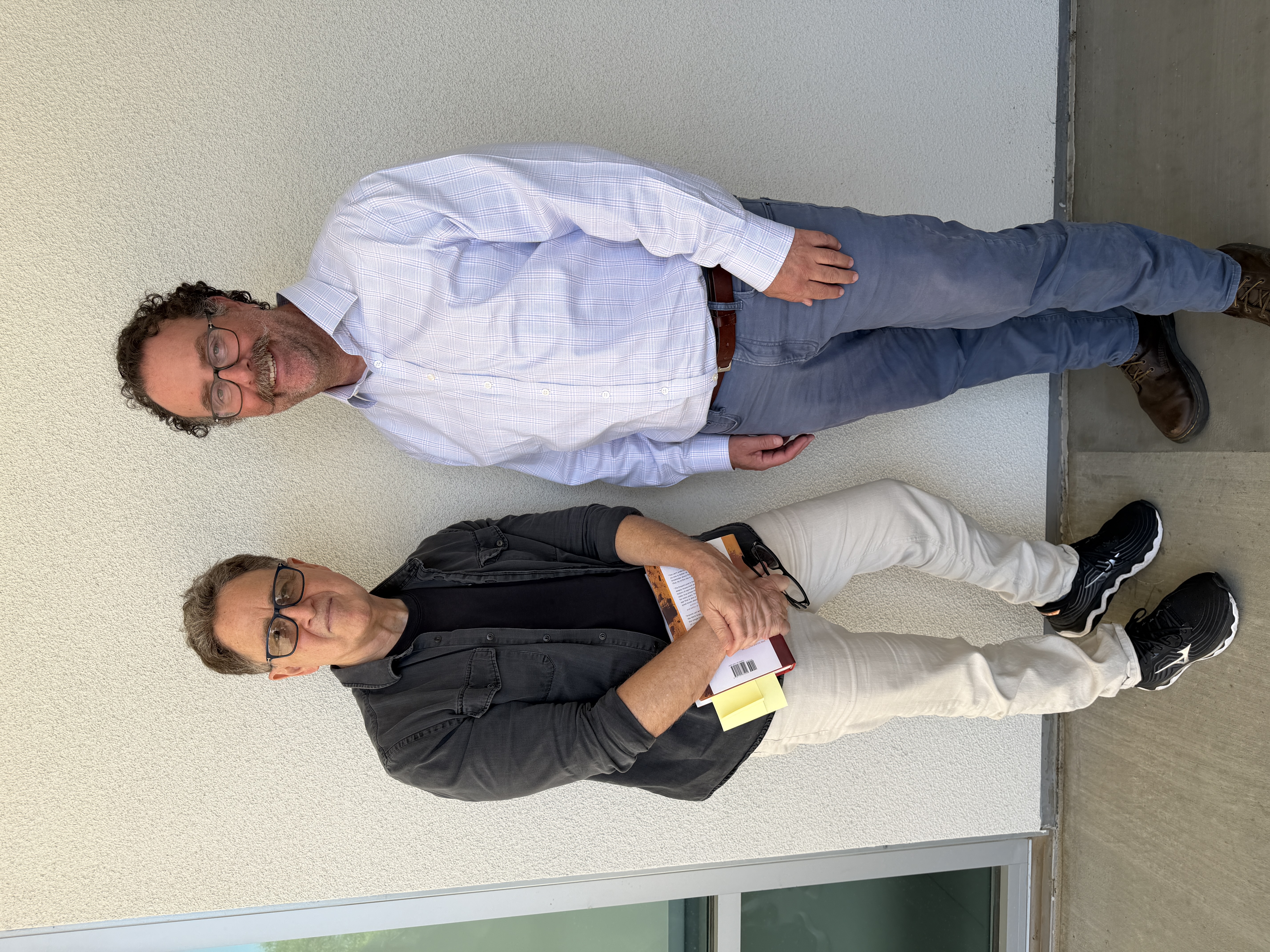 Mark Arax and Professor David Rouff stand and face camera