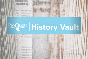 Proquest logo with old newspaper