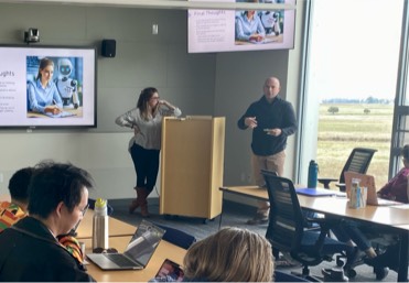 A photograph of Librarian, Joe Ameen, teaching about privacy considerations and academic integrity