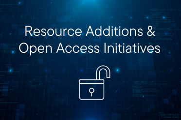 Resource Additions & Open Access Initiatives text on blue background with icon of unlocked lock